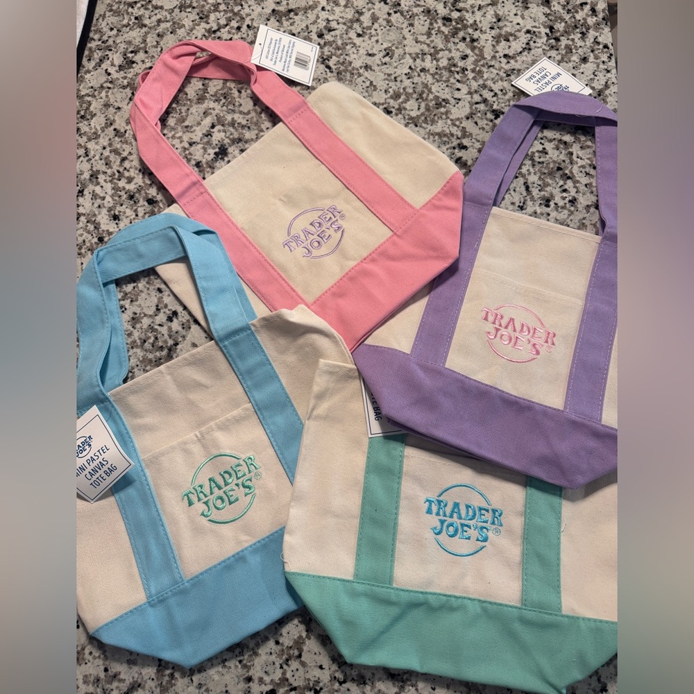 Trader Joe’s Tote Bag Set - Pink, Purple, Blue, Green